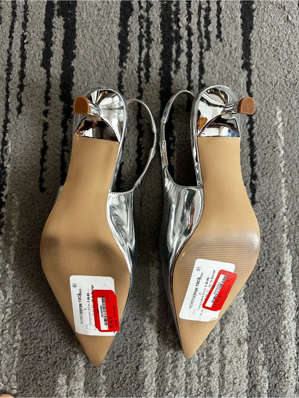 Nordstrom Steve Madden Silver Pointed-Toe Slingback Heels
